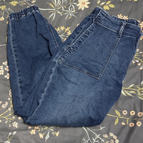 J. Crew Denim - J. Crew Dark Blue High-Waisted Paper Bag Boyfriend Jogger Jeans in Blue Medium